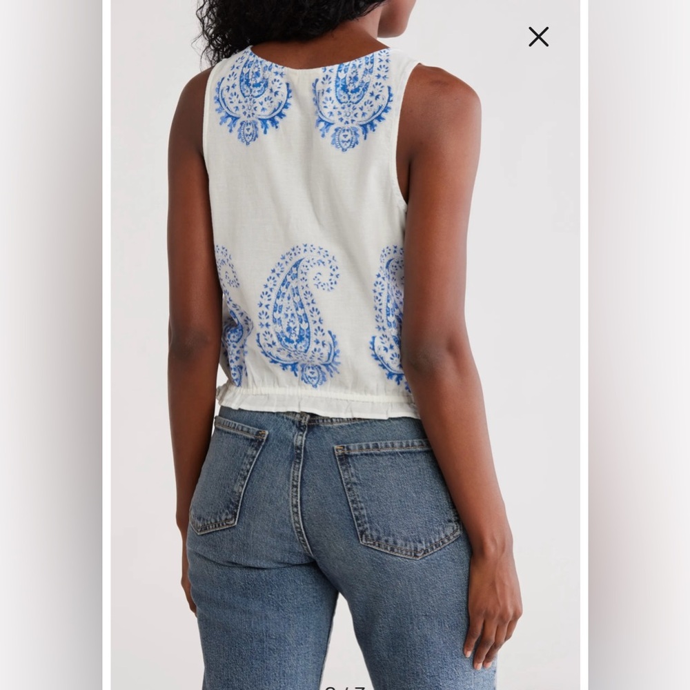 Lucky Brand Paisley Cotton Blouse - Picture 2 of 8